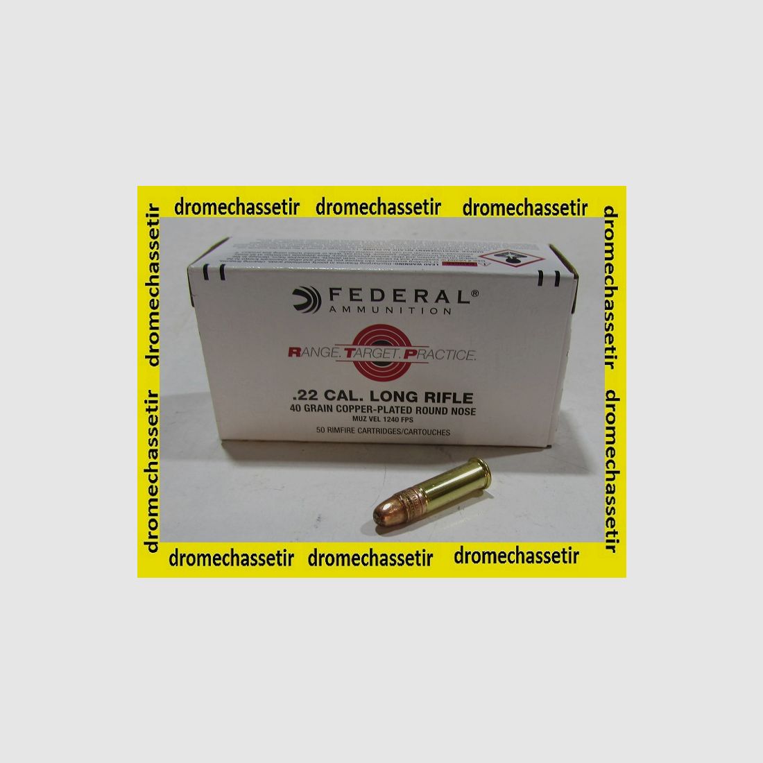 Box mit 50 Patronen Federal Range Target Practice, Kal. 22lr, 40 grains rundnasig kupferbeschichtet