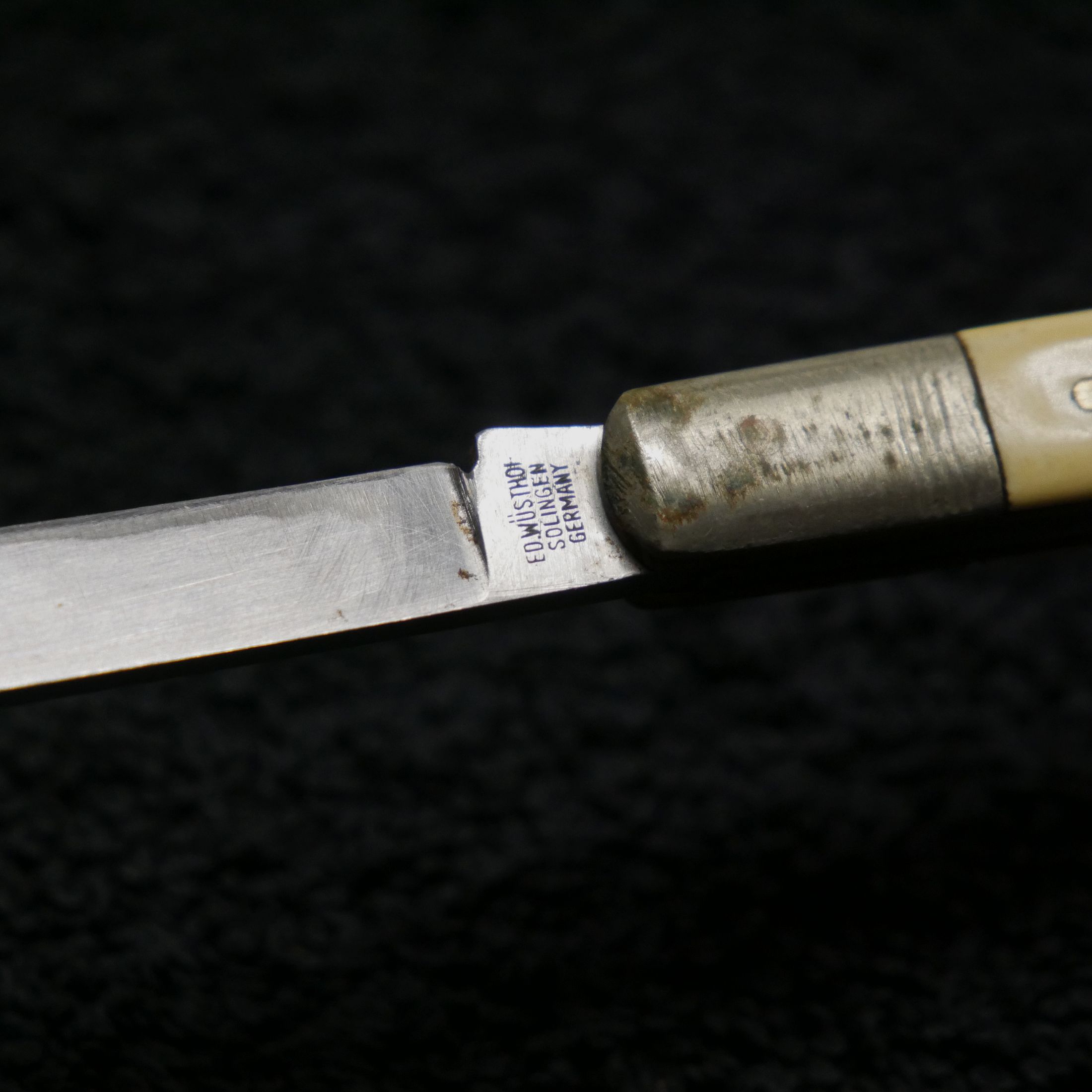 Klappmesser ED. Wüsthof Solingen Dreizack Wurstprobiermesser Rostfrei vintage