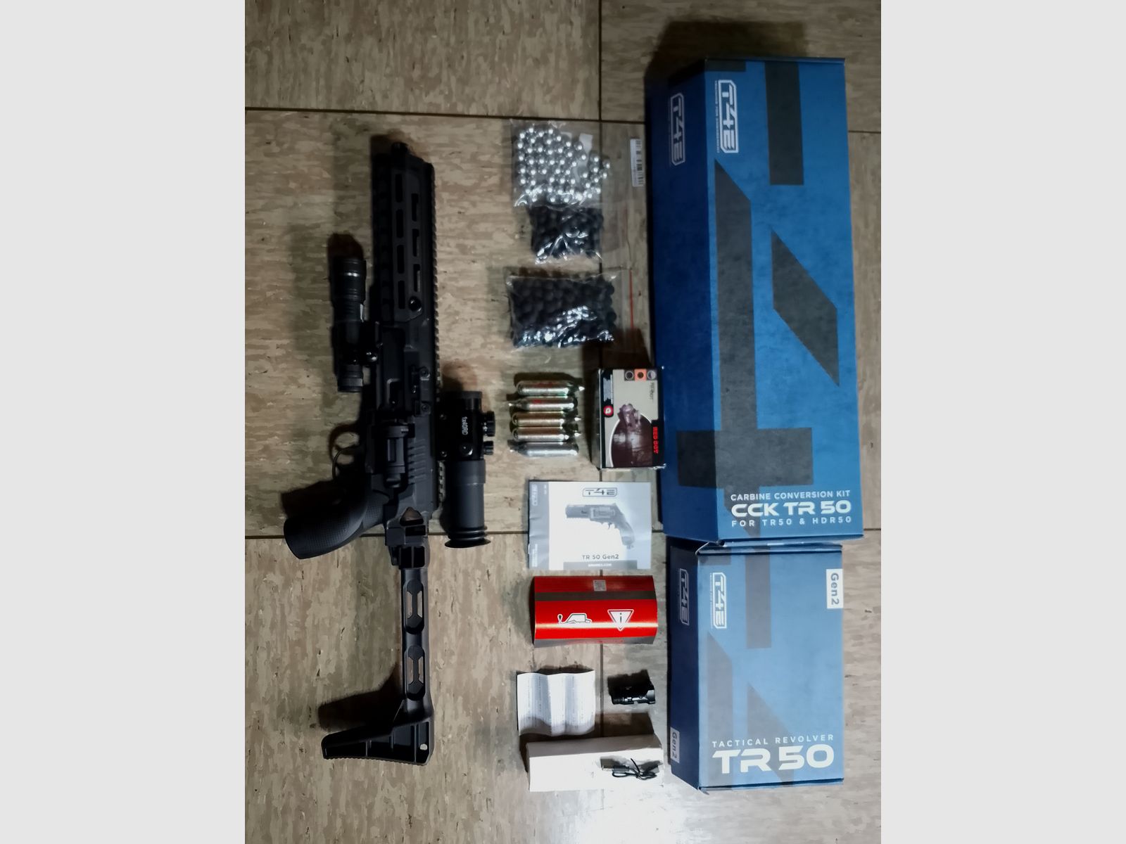 Neu T4E RAM HDR50  Tr50 gen2 + Carbine Conversion Kit+ Alu kugeln + Rubberballs .50 + Flashlight + CO2 Kapseln+ Visier Ovp 