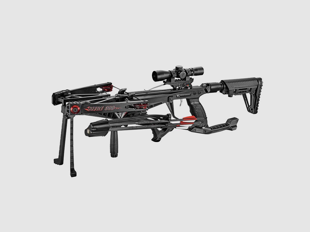 Compound Armbrust EK Archery Cobra System Siege 150 lbs schwarz inklusive Zielfernrohr Zweibein und ZubehĂ¶r (P18)