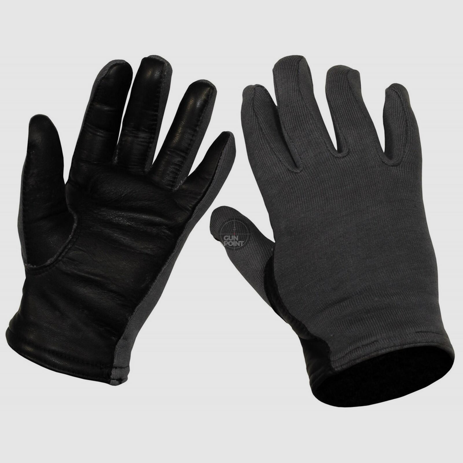 Belg. Fingerhandschuhe, grau,Pilot, Lederbesatz, neuw. - Größe: 7