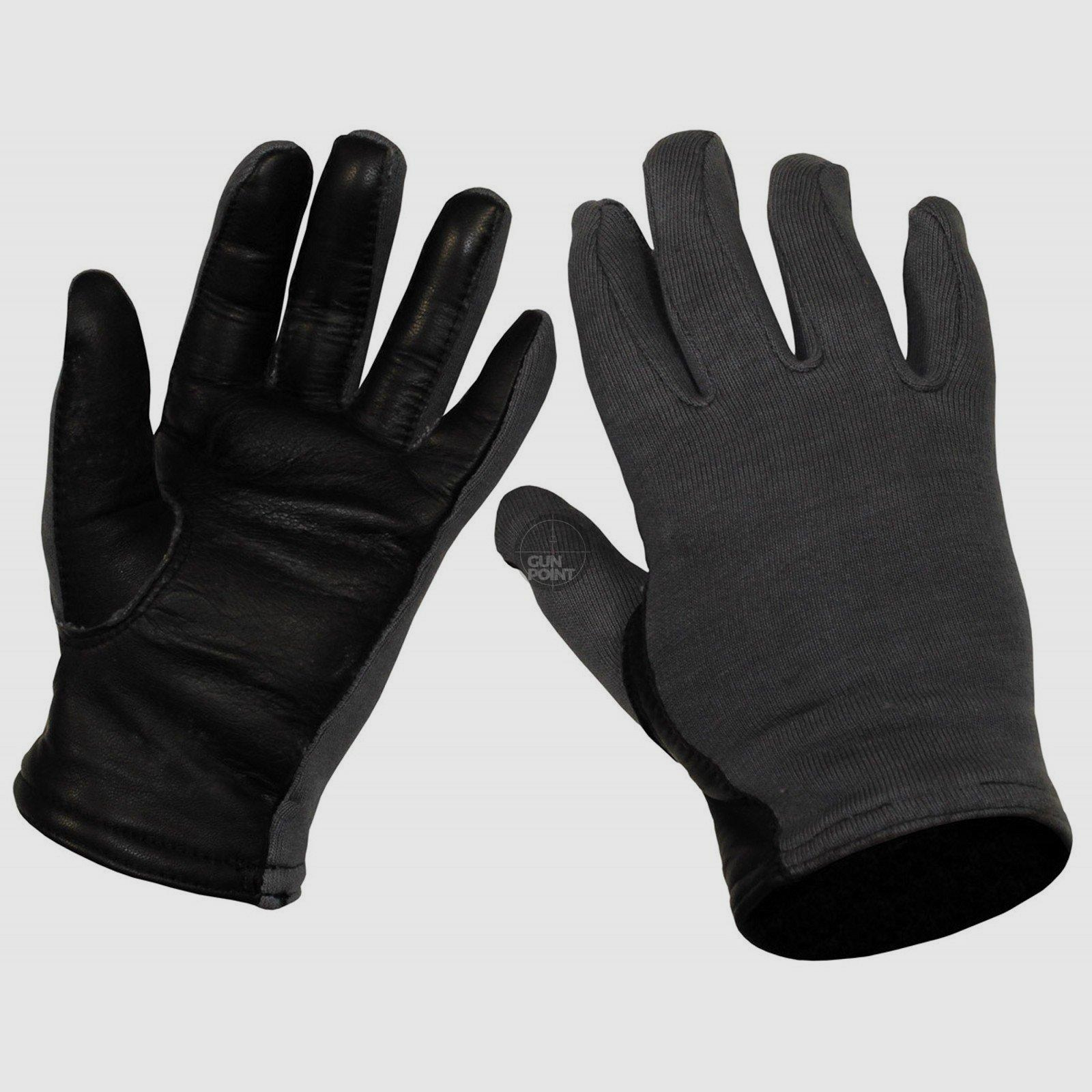 Belg. Fingerhandschuhe, grau,Pilot, Lederbesatz, neuw. - Gre: 7