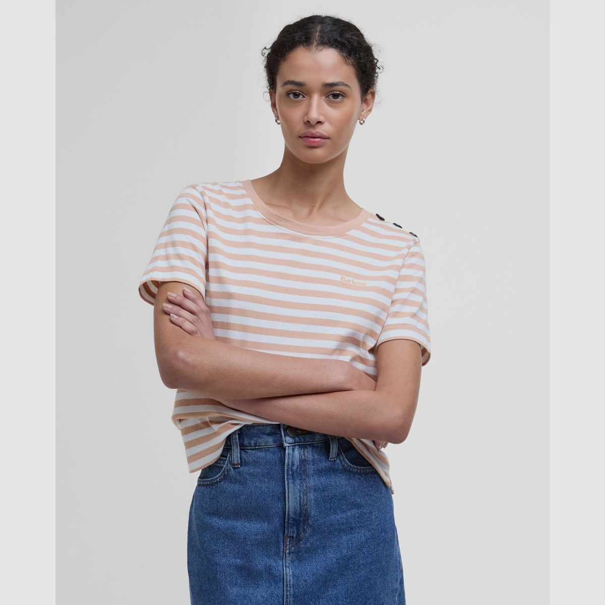 BARBOUR T-Shirt Ferryside Striped Toast