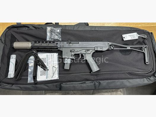 <B&T AG carabina semiautomatica 9mmLuger GHM9 SD DE con silenziatore integrato = arma assorbente di suono // da noi con cinghia H&K