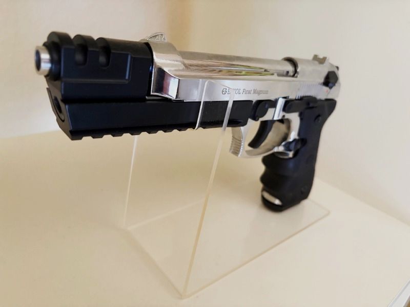 EKOL FIRAT MAGNUM 92 CHROM Combat grip and compensator 9mm PAK