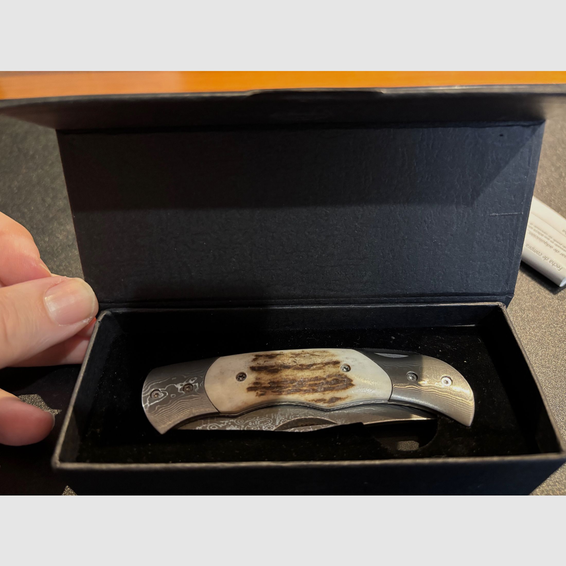 Böker pocket knife with horn look top
