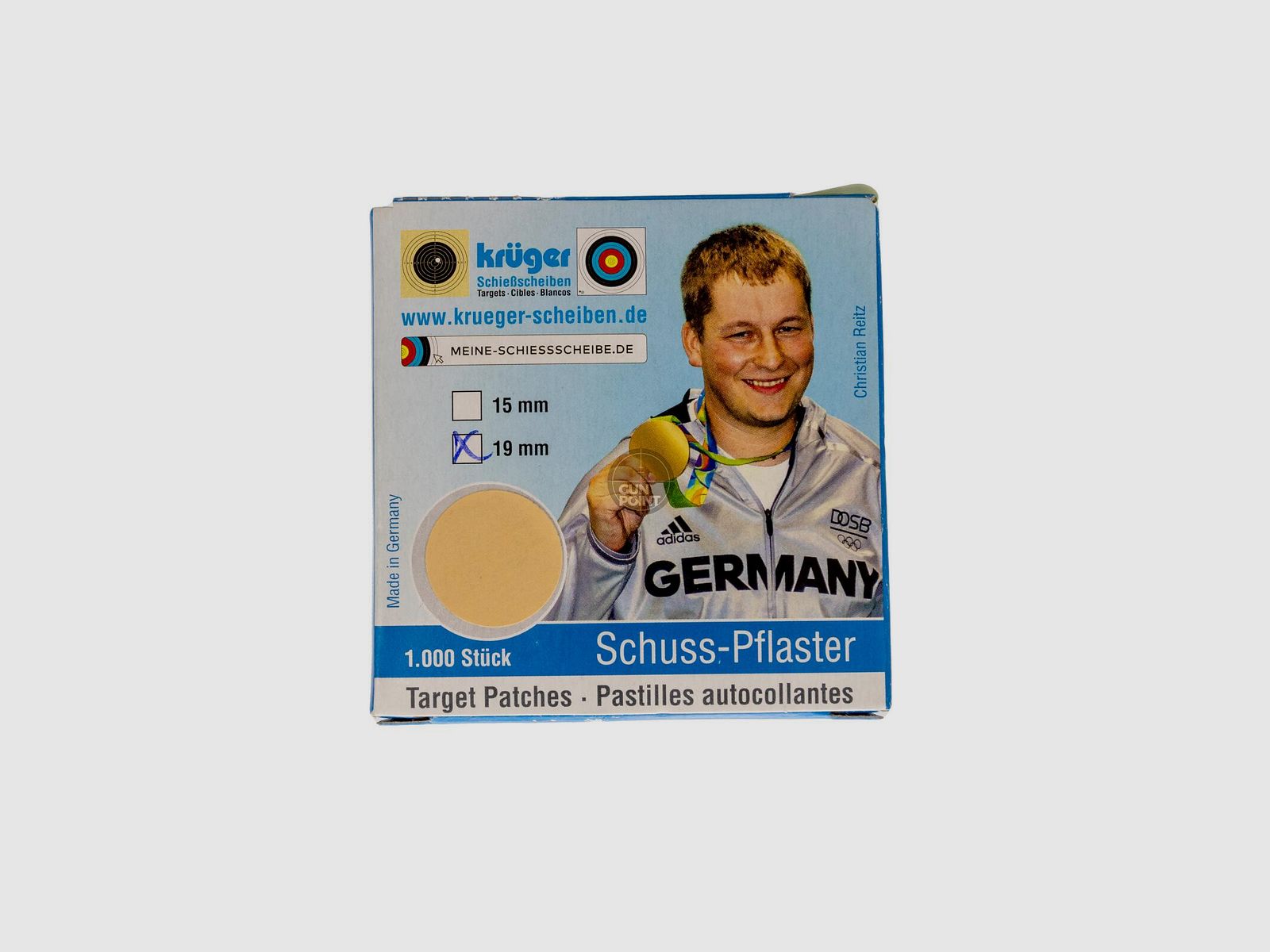 Krger Schusspflaster 19mm Schiescheibenkarton - 1000 Stk. Beige