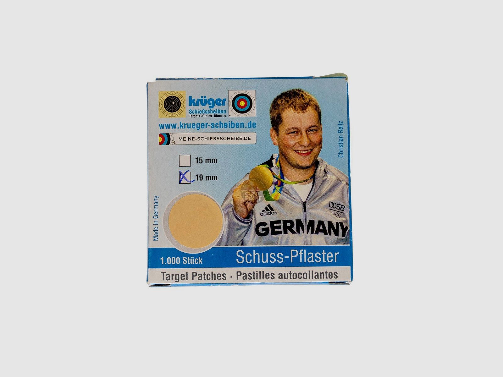 Krger Schusspflaster 19mm Schiescheibenkarton - 1000 Stk. Beige
