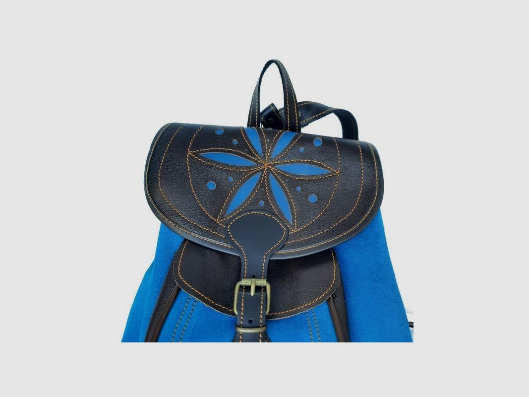 Leder-Rucksack Blau, Bild 4 von 6