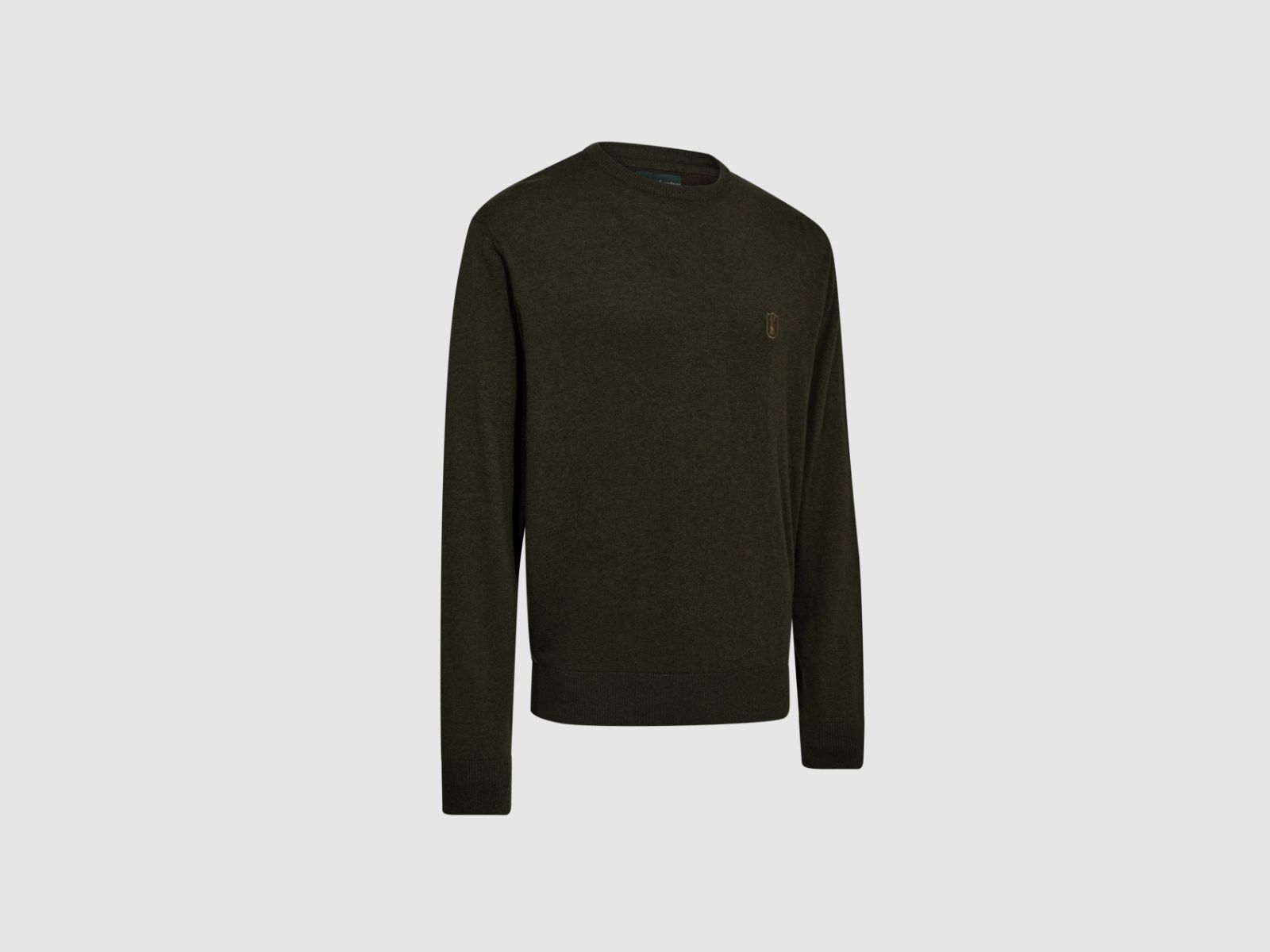 DEERHUNTER Harrington Strickpullover mit Rundhalsausschnitt Forest Ember Melange