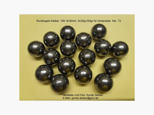 Rundkugeln Kal. .708 18,00mm, 534gr für Vorderlader Gewehre Kaliber .72