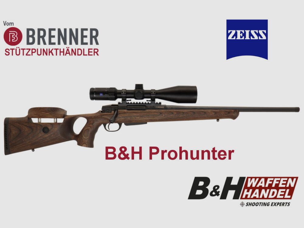 Brenner Komplettpaket: BR20 B&H Prohunter Lochschaft mit Zeiss V4 fertig montiert