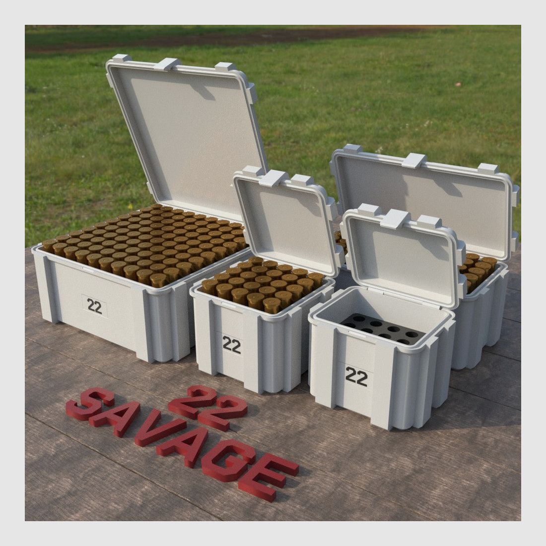 Filamelt Munitionsbox / Ammo Box .22 Savage – Patronenbox ‘Klappdeckel’ – 20 / 25 / 50 / 100 Runden