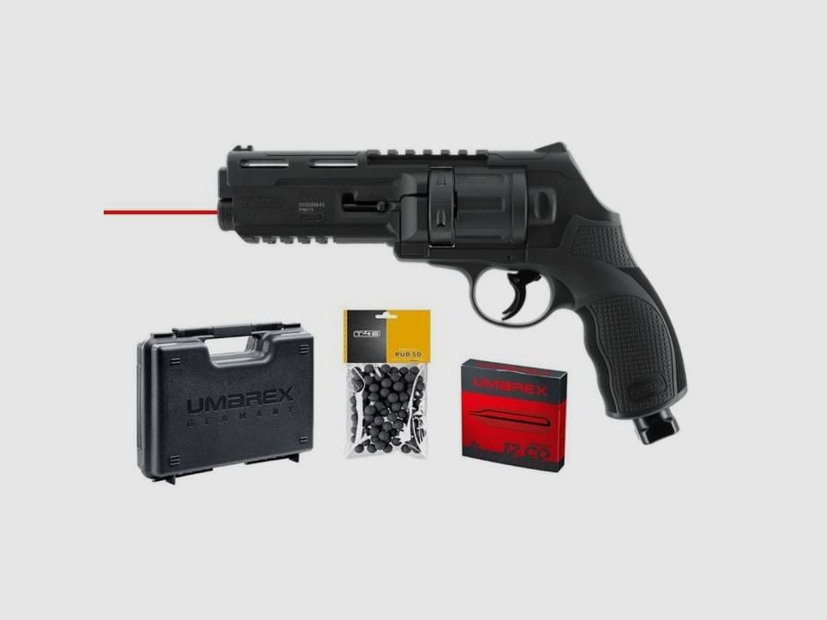 Pack Revolver mit Gummigeschossen Umarex T4E HDR50L TR50L GEN2 schussbereit mit Laser