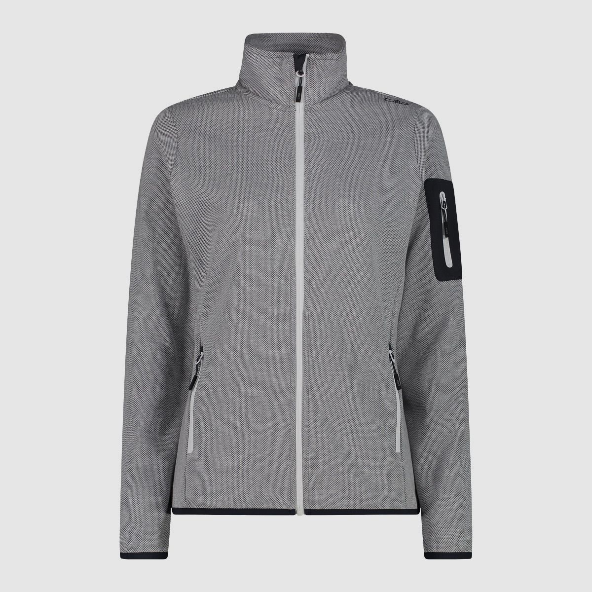 CMP Damen Jacke Knit-Tech-Fleece mit Inner Layer aus Mesh Bianco Graffite