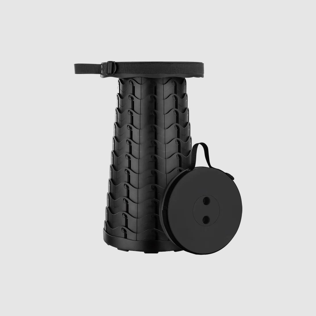 Mobiler Teleskophocker "Lightweight" - Tragkraft 130kg - Schwarz