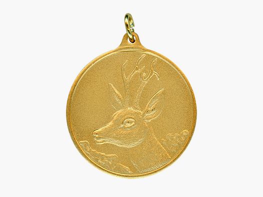 Steinhauer&Lück Jagdmedaille Bock 40mm m. Öse u. Ring vergoldet
