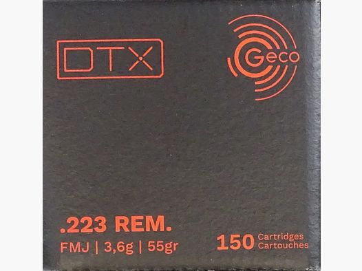 Geco DTX .223rem FMJ 55grs - 150 coups