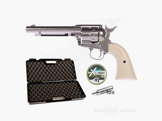 Colt	 SAA .45 5.5 Zoll Nickel 4,5 mm Diabolo Koffer Set