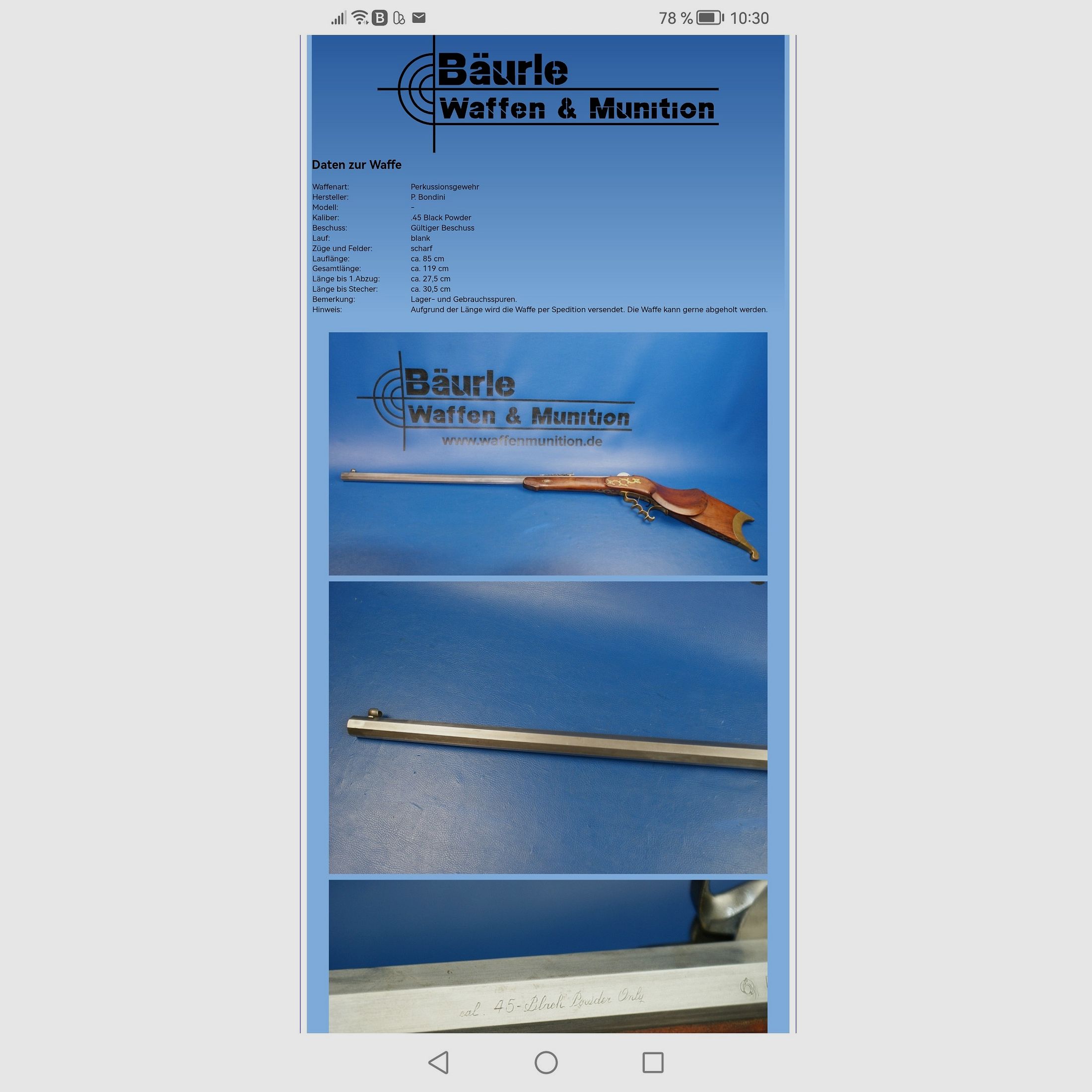 P.Bondini cal.45 Nur Schwarzpulver