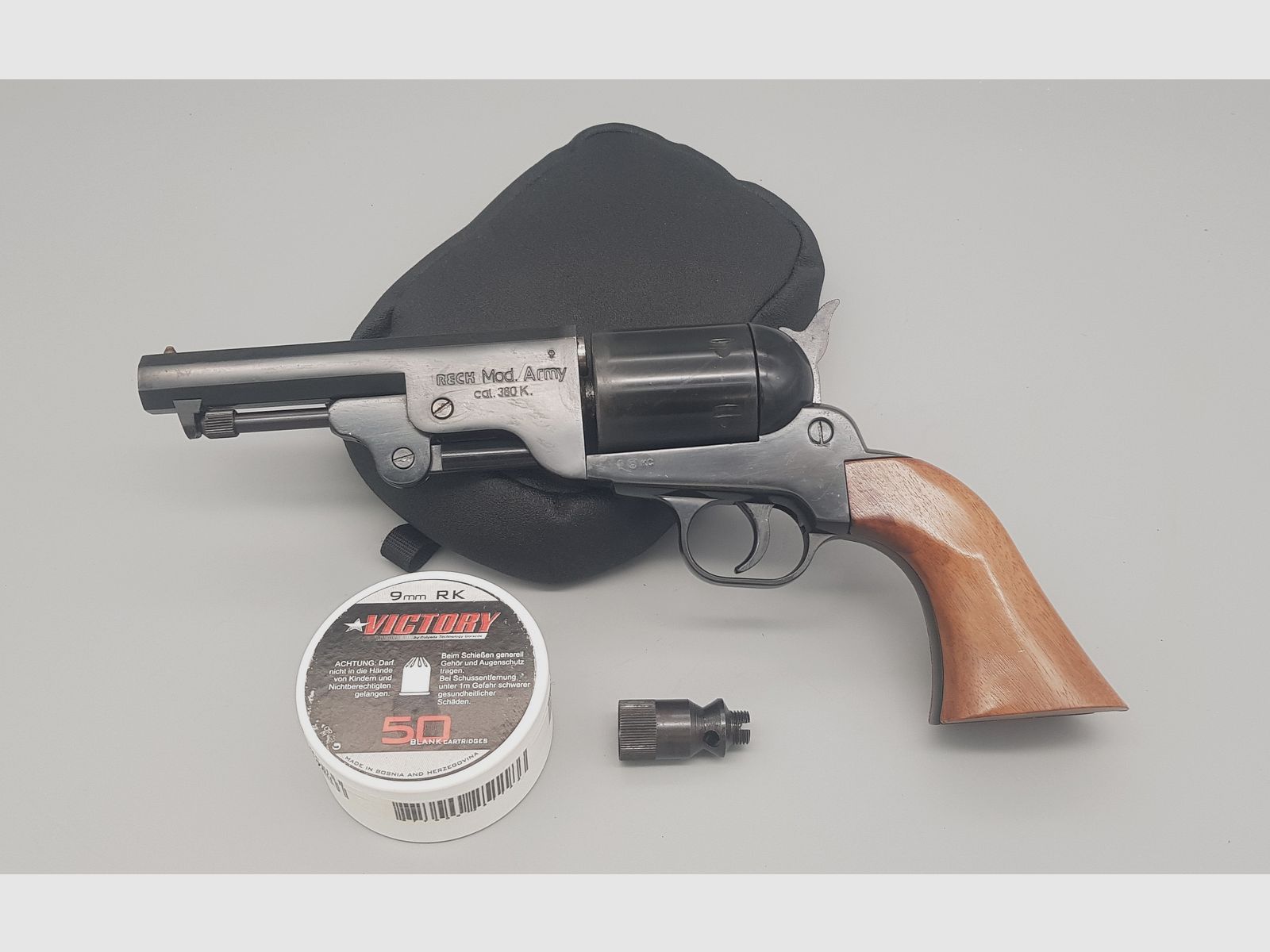 Reck Mod. Army Cal. 380 K 9mm RK Single Double  Action Schreckschuss SRS Western  Revolver PTB 325  sehr selten