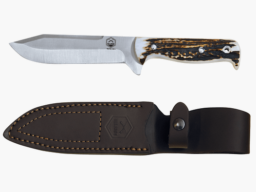 Hunting knife with stag horn handle