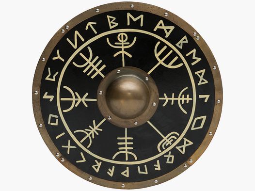 Round shield with runes and shield boss