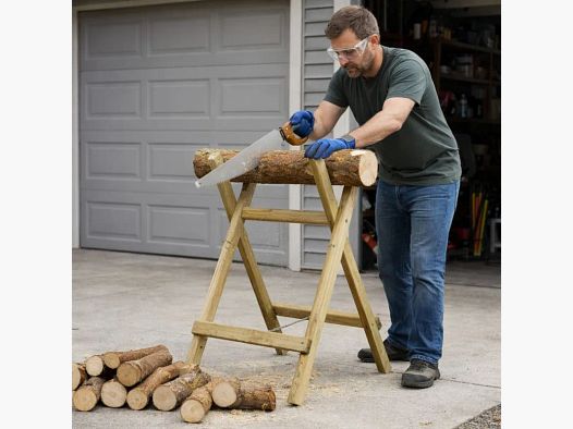Chevalet en bois naturel pour sciage