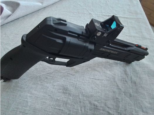 Snowpeak CP 300 Defender Co² revolver met tas, red dot vizier, 2 Co² patronen, rubberen kogels en keramische projectielen als glasbreker