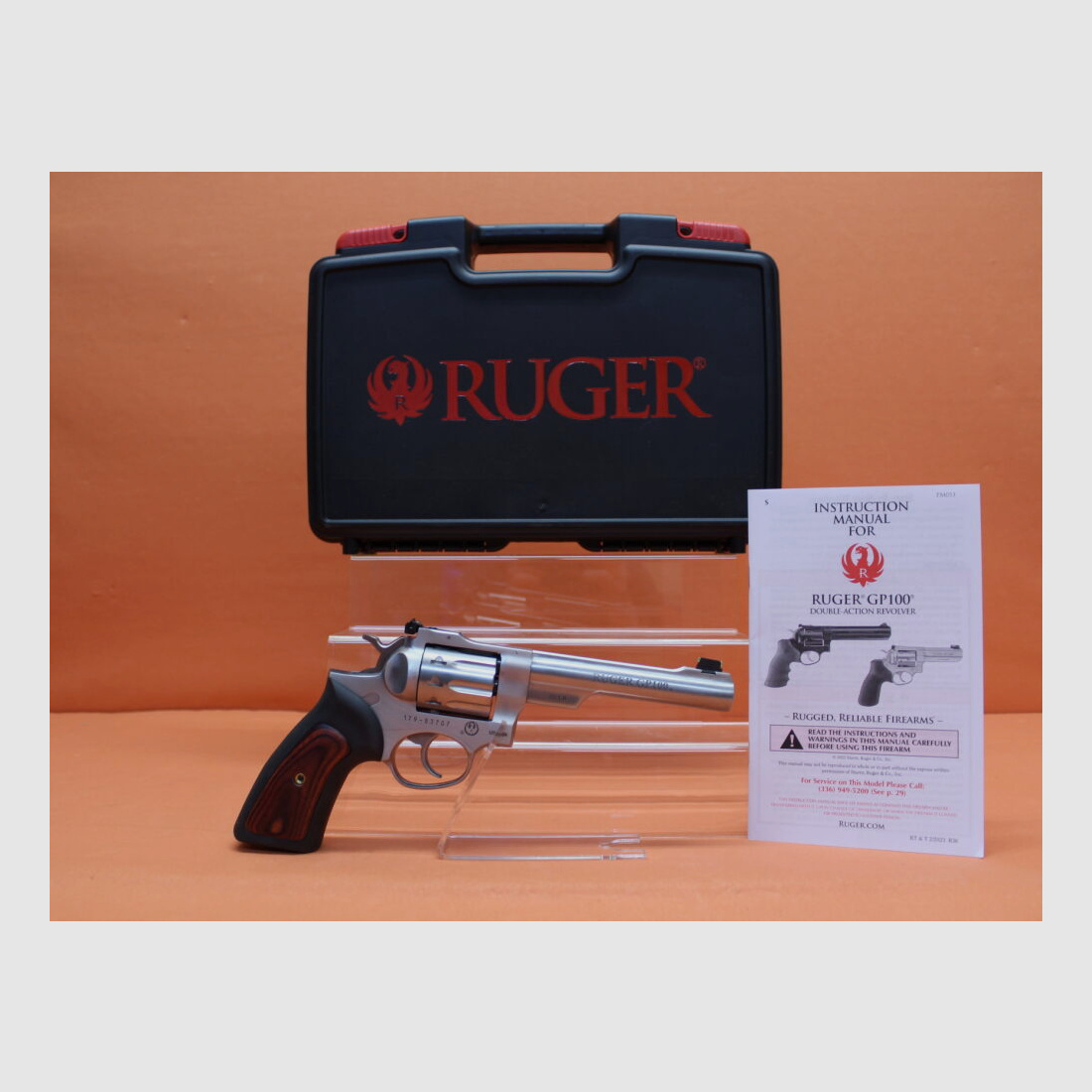 Ruger	 Revolver .22lr Ruger GP100 Stainless 5,5" Lauf/ Mikrometervisier/ 10-Schuss Trommel (.22lfB/.22L.R.)