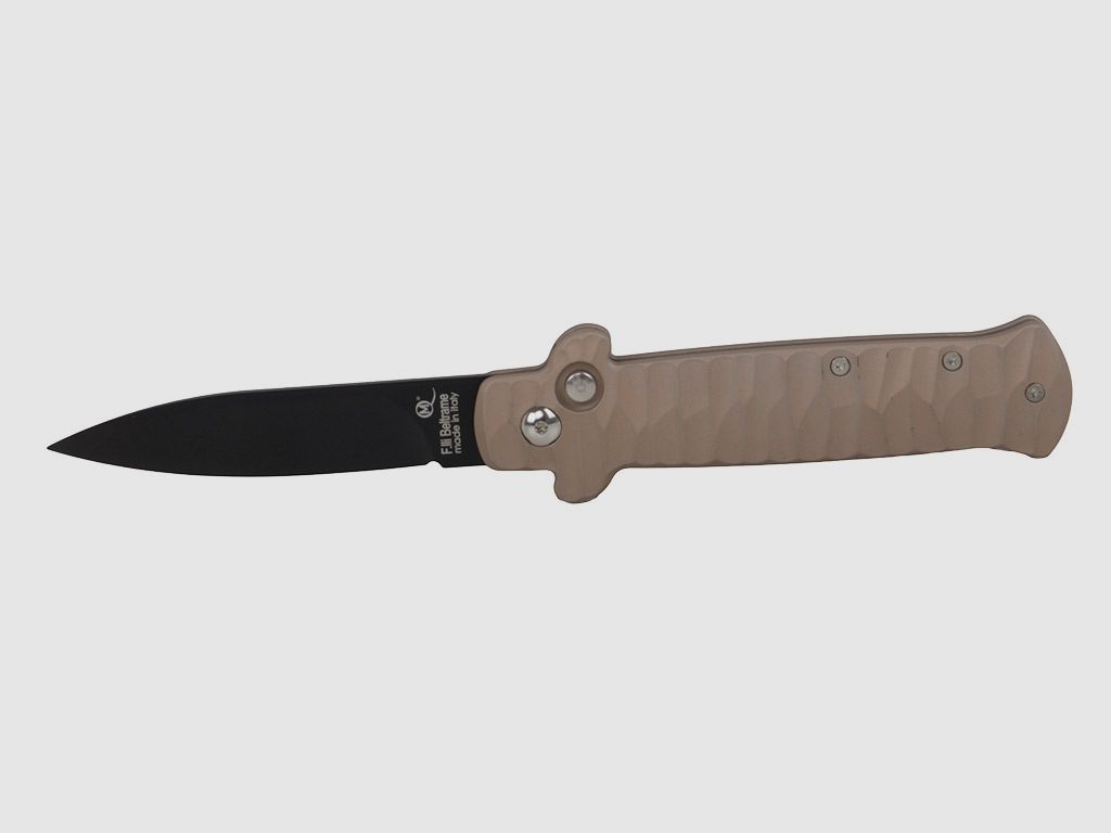 Springmesser Beltrame Stahl 440A KlingenlĂ¤nge 8,5 cm Klinge schwarze Klinge sandfarbige (P18)