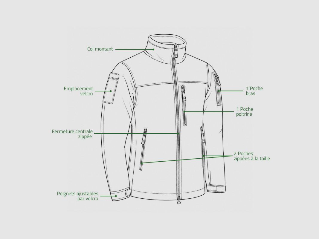 Fleecejacke Alpha 420g/m² 5 taktische Taschen, Bild 7 von 17