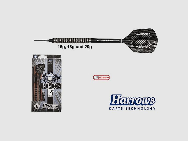 Harrows Darts Technology Nemesis 80% Soft 16g Dart & Accessories