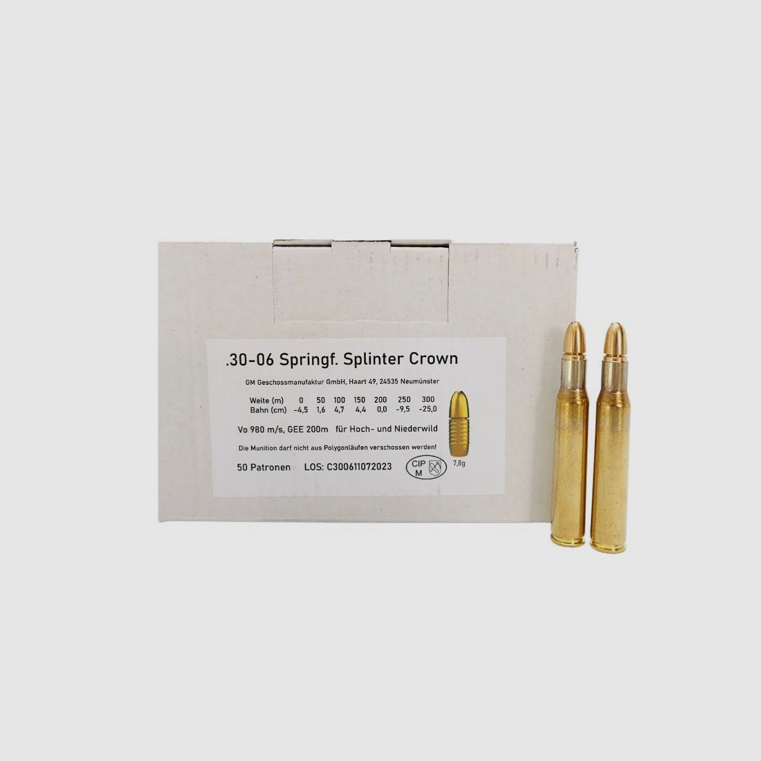 Geschoss-Manufaktur 30-06 Splinter Crown 7,8g/120grs Büchsenpatronen Bleifrei