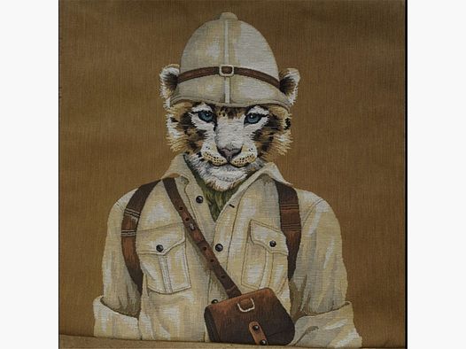 Lovergreen kussen met tijger-safari motief