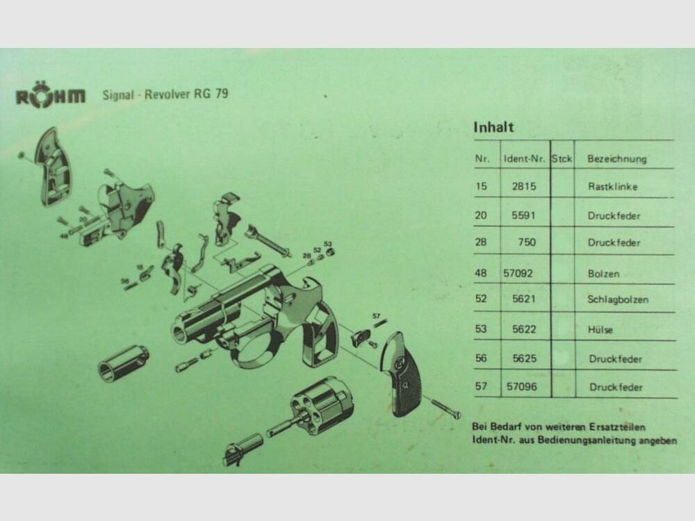 Röhm RG 79 pezzi di ricambio per revolver a segnale Röhm RG79