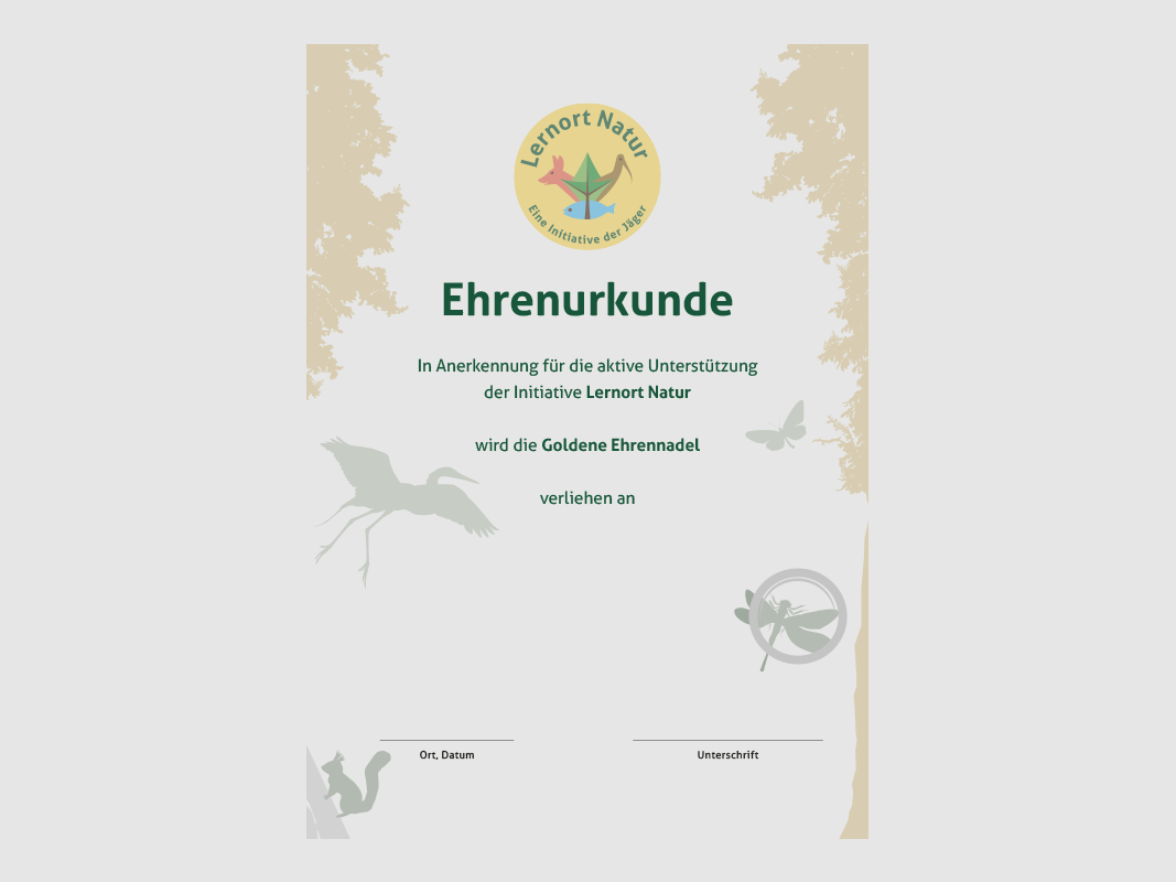 Lugar de aprendizaje Naturaleza Certificado Reconocimiento Oro