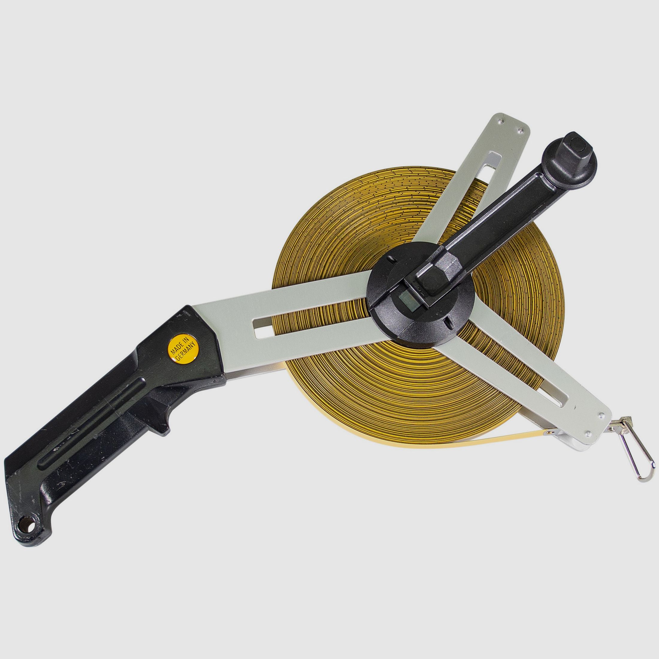 Stewe-Nox-Stahlbandma mit gelbem Polyamidmantel auf Alu-Dreieck-Schrgrahmen