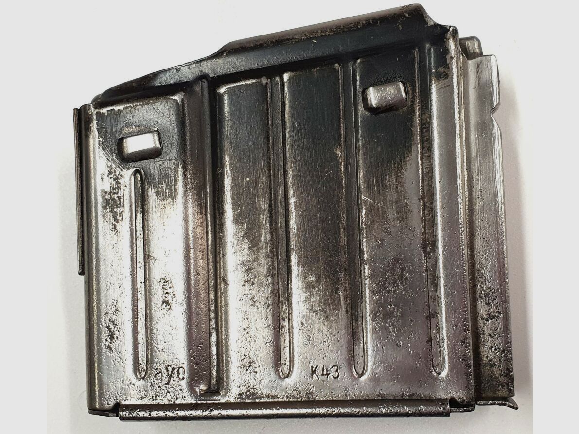 Olympia Büromaschinenwerke A.-G., Erfurt Mainzerhofplatz Seltenes Magazin für Gewehr 43 / Karabiner 43, G43 / K43 "aye"