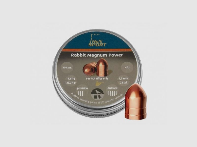H&N Rabbit Magnum II Power diabolo pellets 5.5 mm 200 pcs. Code: 051-046