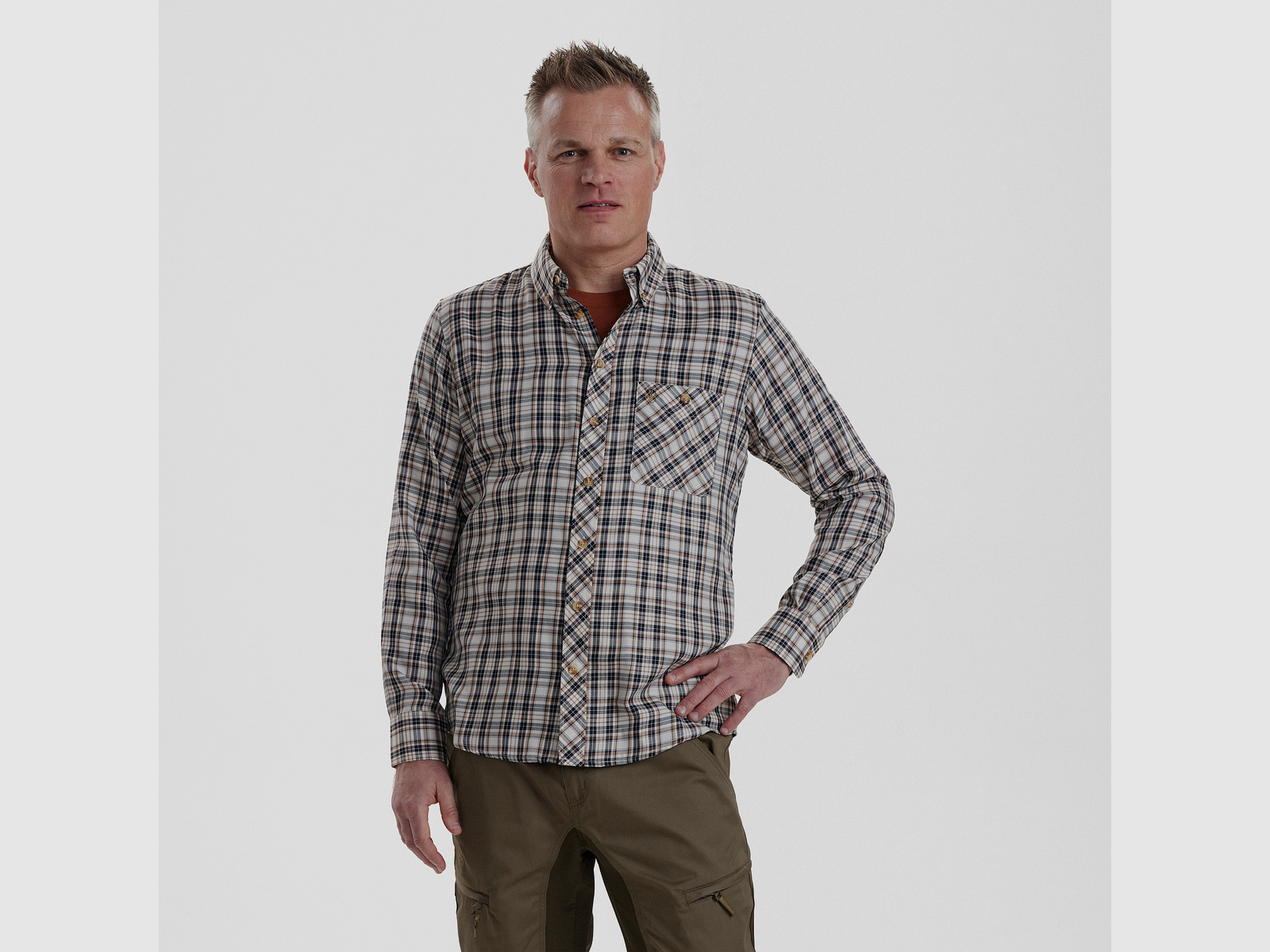 Jose Hemd - Blaues Karomuster - Herenmaat: 39/40