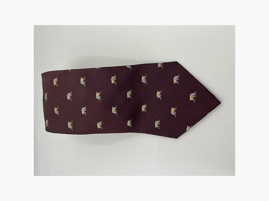 Robert Keyte Krawatte 100% Seide weinrot Motiv beige Wildschwein