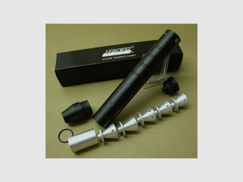 Silenciador de alto rendimiento "F" LEADER para carabina de aire y pistola de aire, metal completo, cal. 4,5 y 5,5