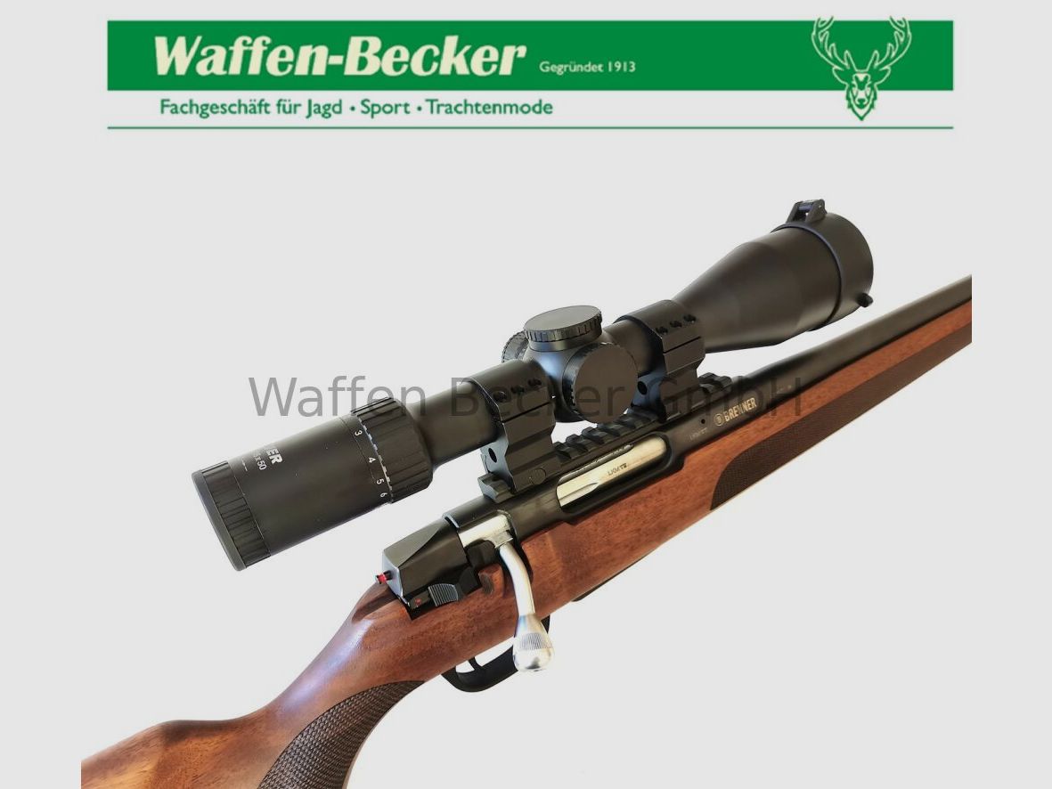 Brenner / Waffen Schumacher Brenner BR20 Kal. .308Win. LL:51cm M15x1 loopdraad, houten kolf + Bauer HD 2-16x50 richtkijker