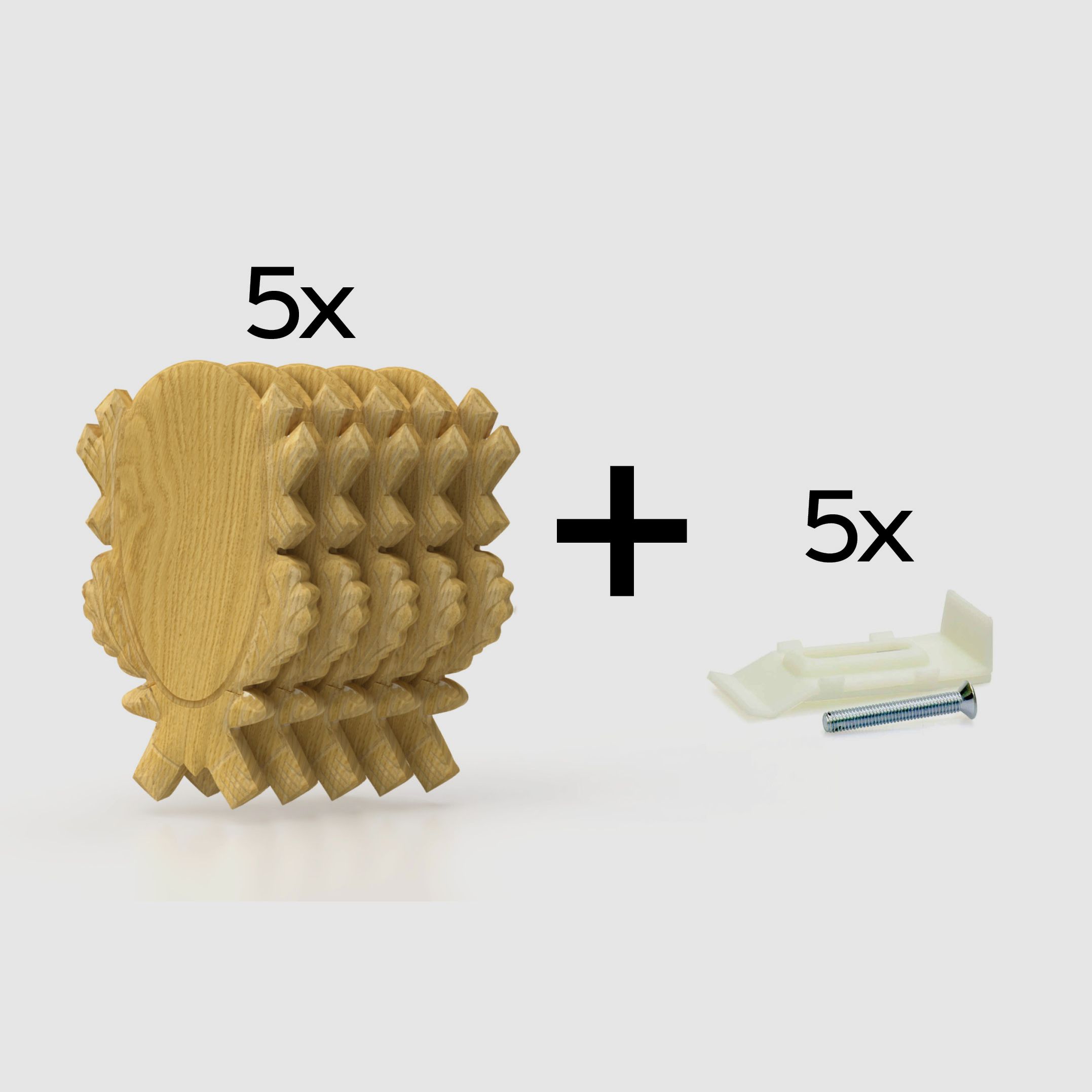 5x scudo trofeo per capriolo intagliato chiaro (rovere 4)