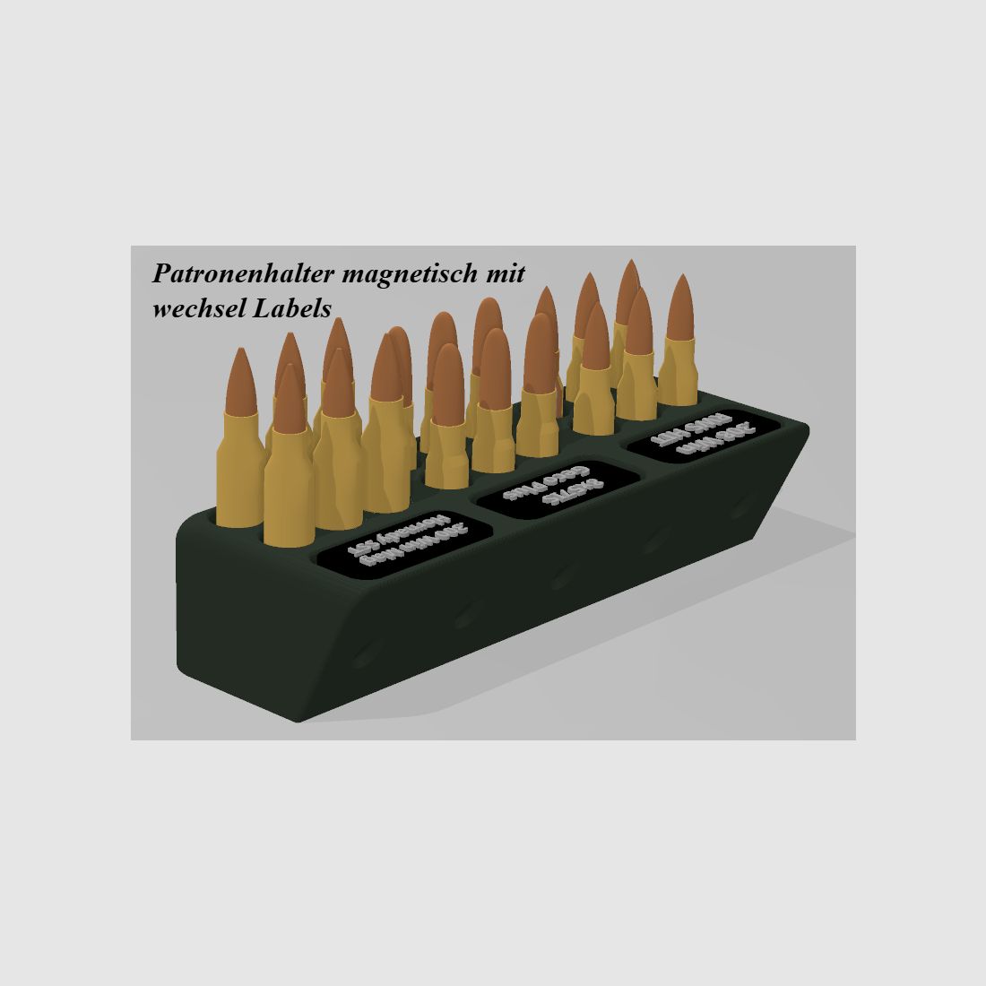 Waffenschrank Patronenhalter mit Austausch-Labels! - Für jede Büchse sofort die richtige Munition griffbereit. Kein Verwechseln! Magnetisches Organizer-System Universal