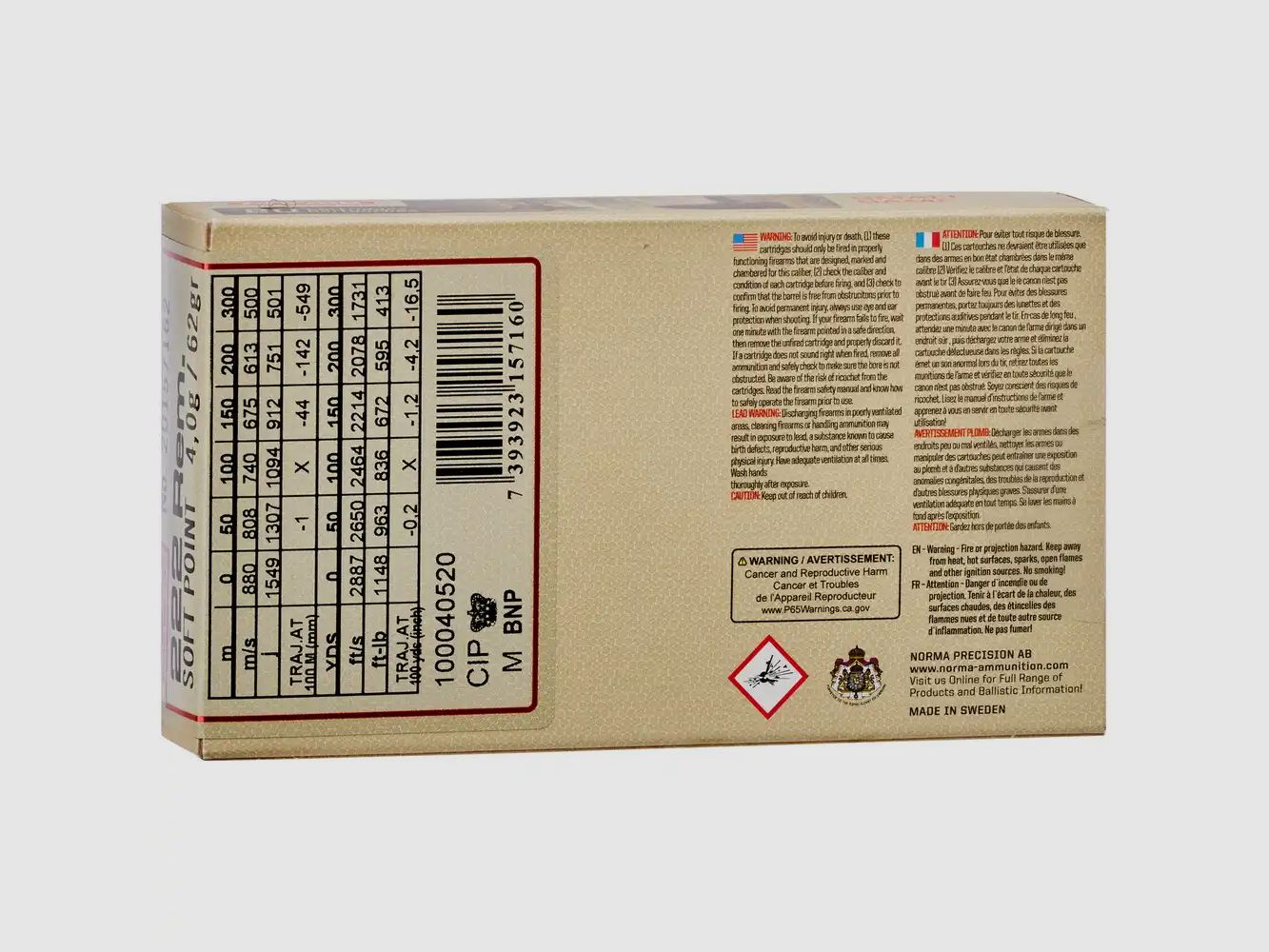 NORMA .222 Rem. Partial Jacket – SP 4.0g 62gr