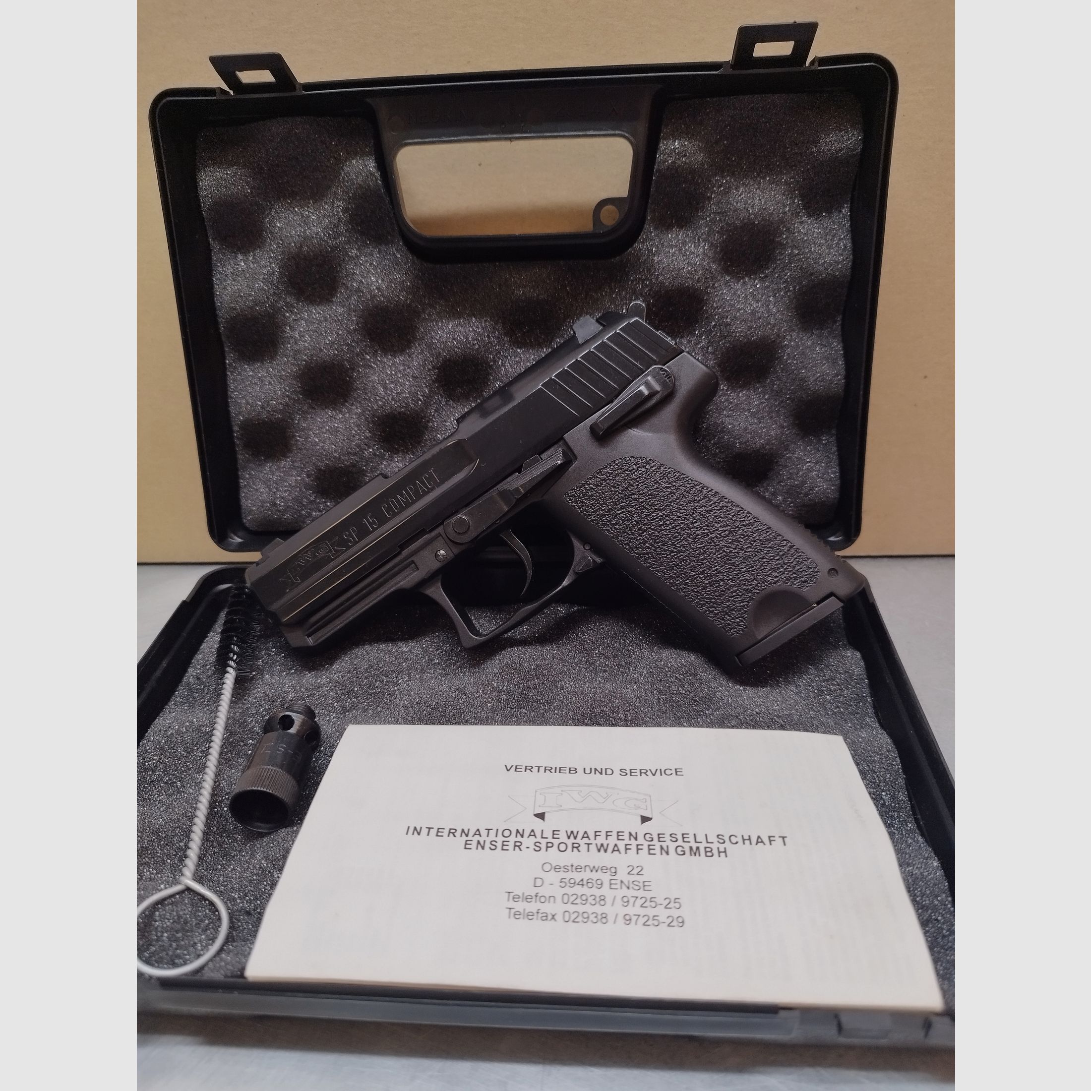 IWG SP 15 Compatto, calibro 9 mm P.A. Bang, nero brunito !!!NUOVO!!