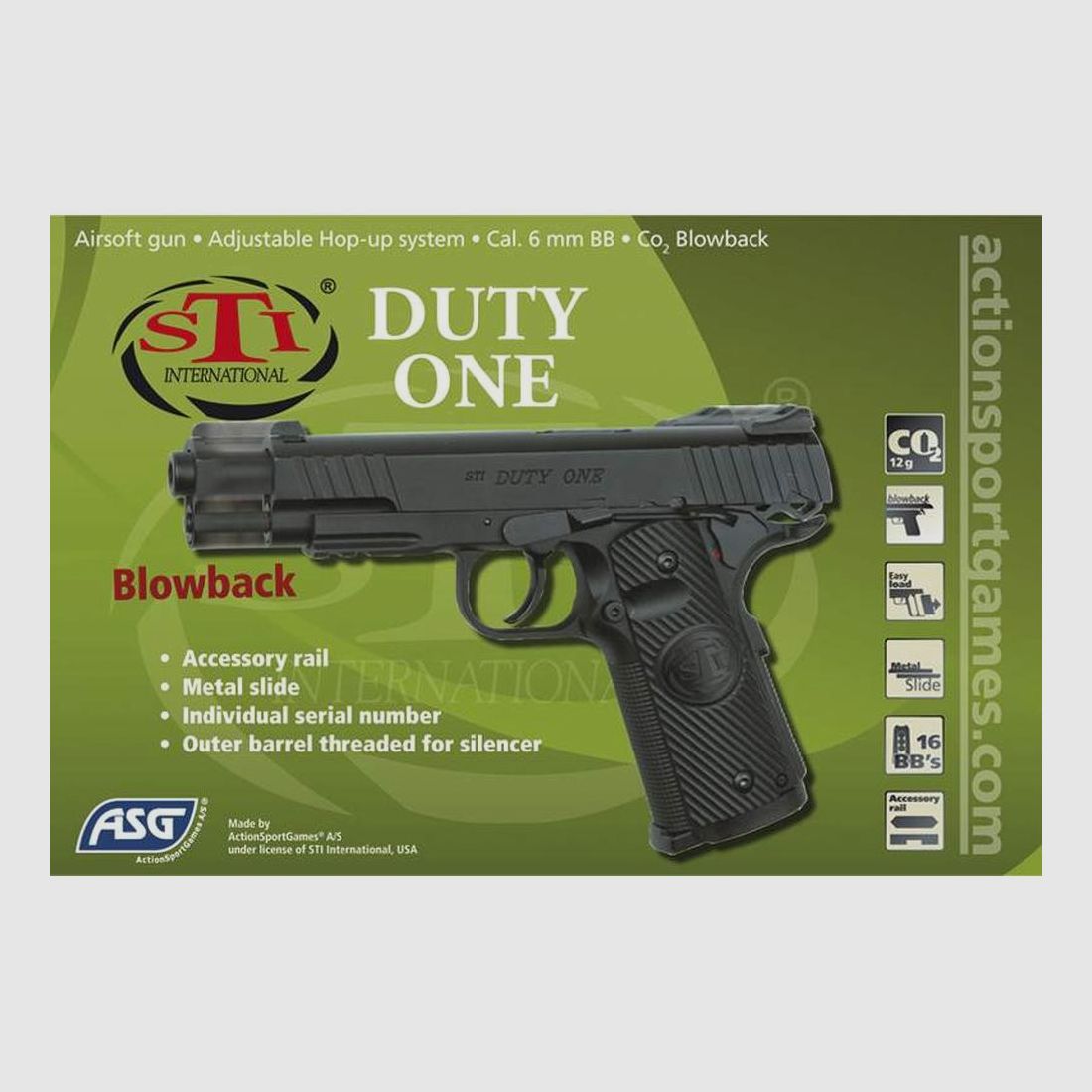 Airsoft-Replik Pistol ASG STI Duty One CO2 GBB - Realismus und Leistung - Für ein authentisches Schießerlebnis, Bild 1 von 2