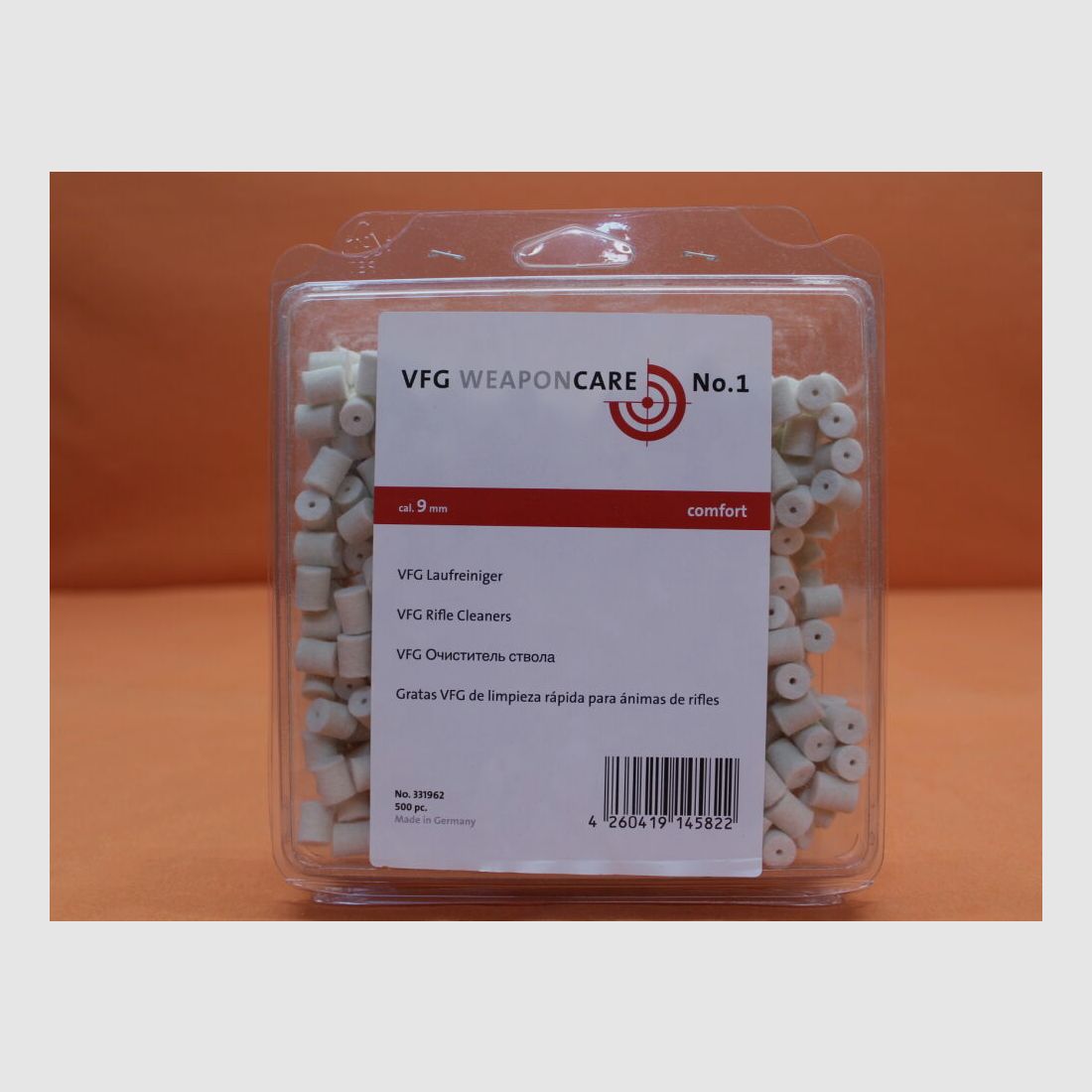 VFG. VFG barrel cleaner 9.0mm (331962) 500 pcs. absorbent special felt, image 1 of 2